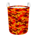 Orange Camouflage Print Round Laundry Basket