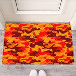 Orange Camouflage Print Rubber Doormat