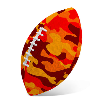 Orange Camouflage Print Rugby Ball