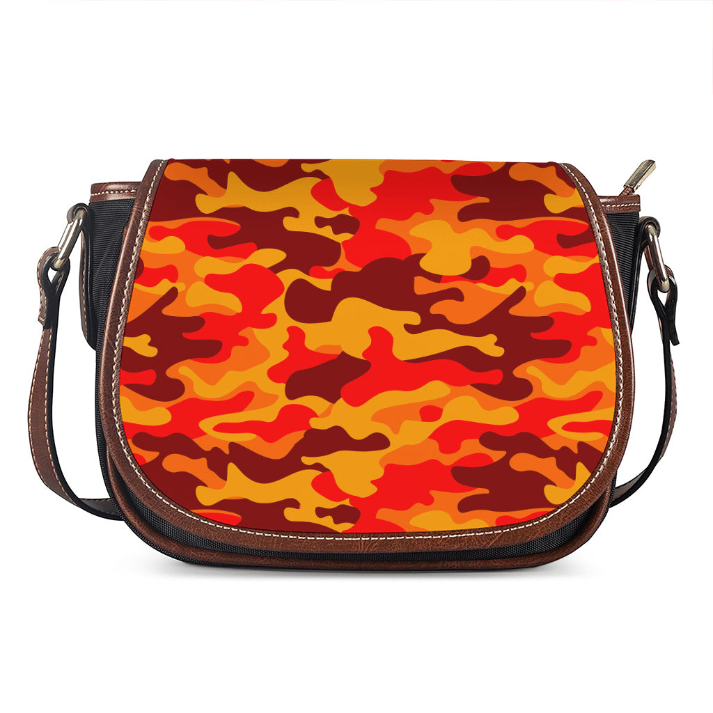 Orange Camouflage Print Saddle Bag