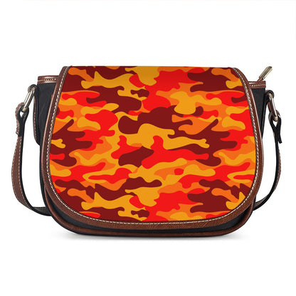 Orange Camouflage Print Saddle Bag