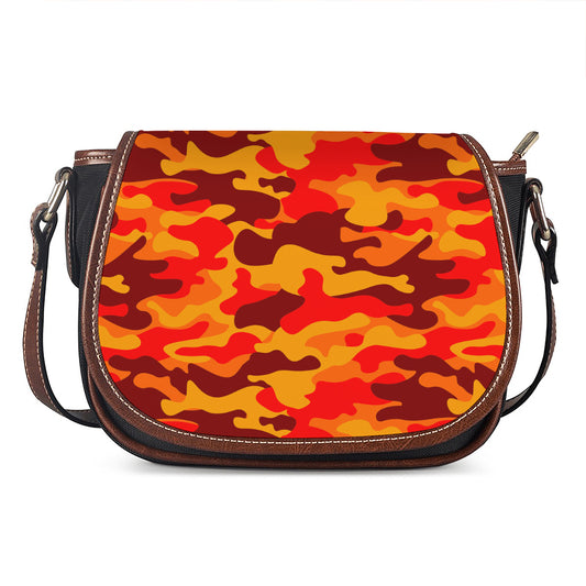 Orange Camouflage Print Saddle Bag