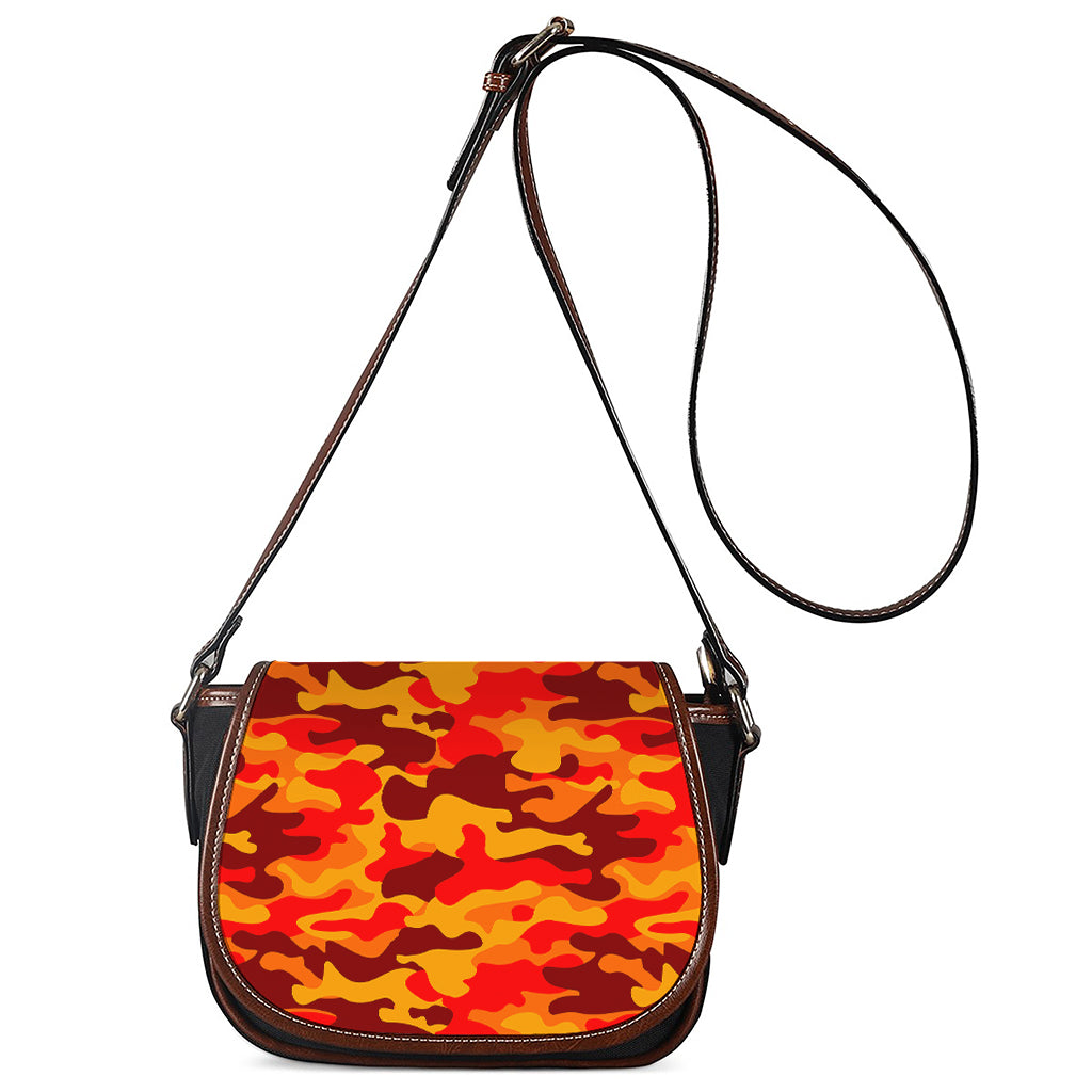 Orange Camouflage Print Saddle Bag