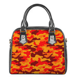 Orange Camouflage Print Shoulder Handbag