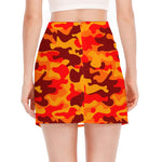 Orange Camouflage Print Side Slit Mini Skirt