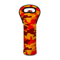 Orange Camouflage Print Single Neoprene Wine Tote