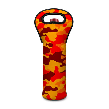 Orange Camouflage Print Single Neoprene Wine Tote