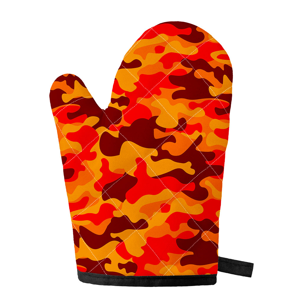 Orange Camouflage Print Single Oven Mitt