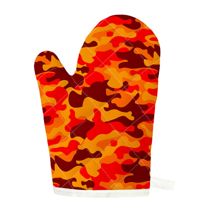Orange Camouflage Print Single Oven Mitt