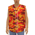 Orange Camouflage Print Sleeveless Baseball Jersey