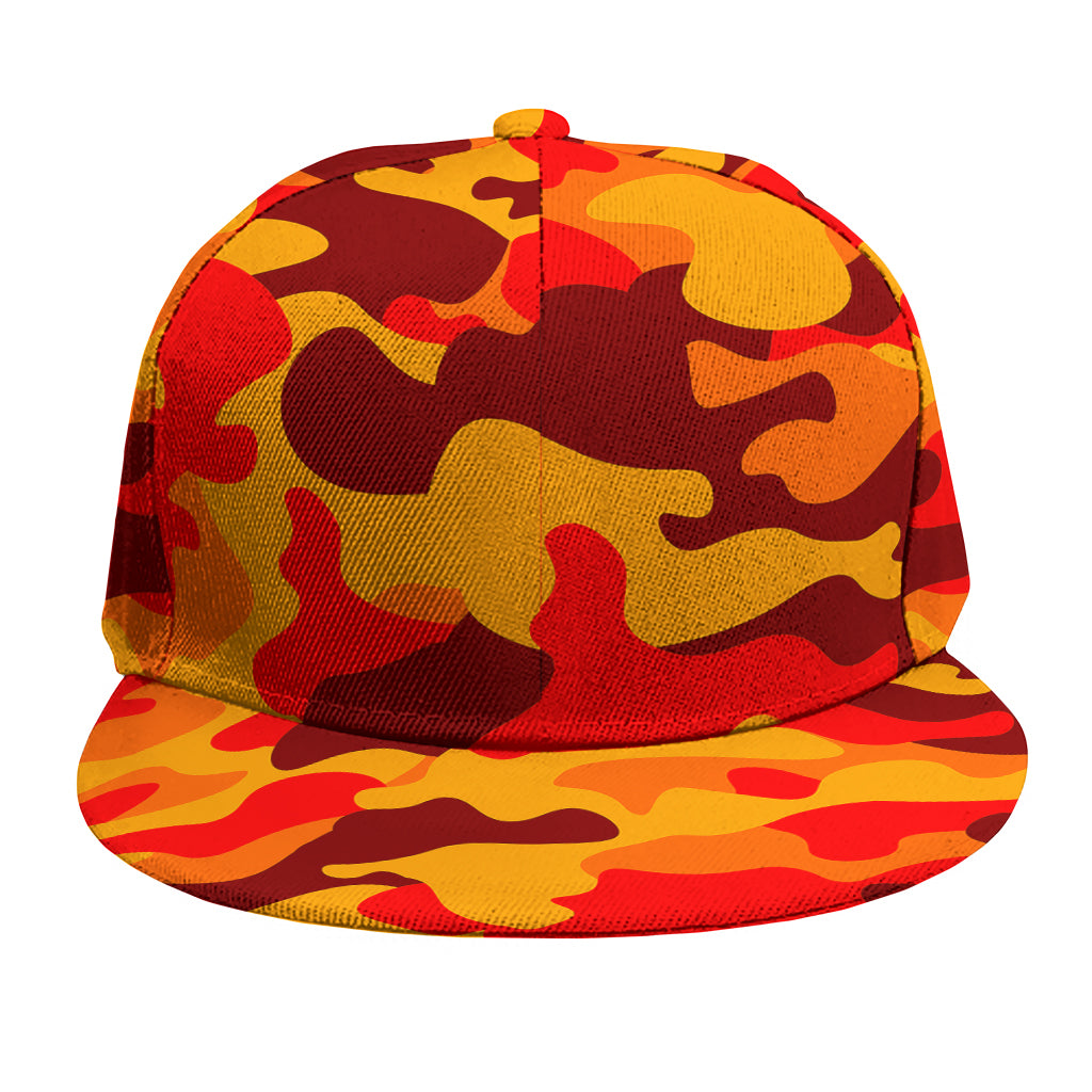 Orange Camouflage Print Snapback Cap