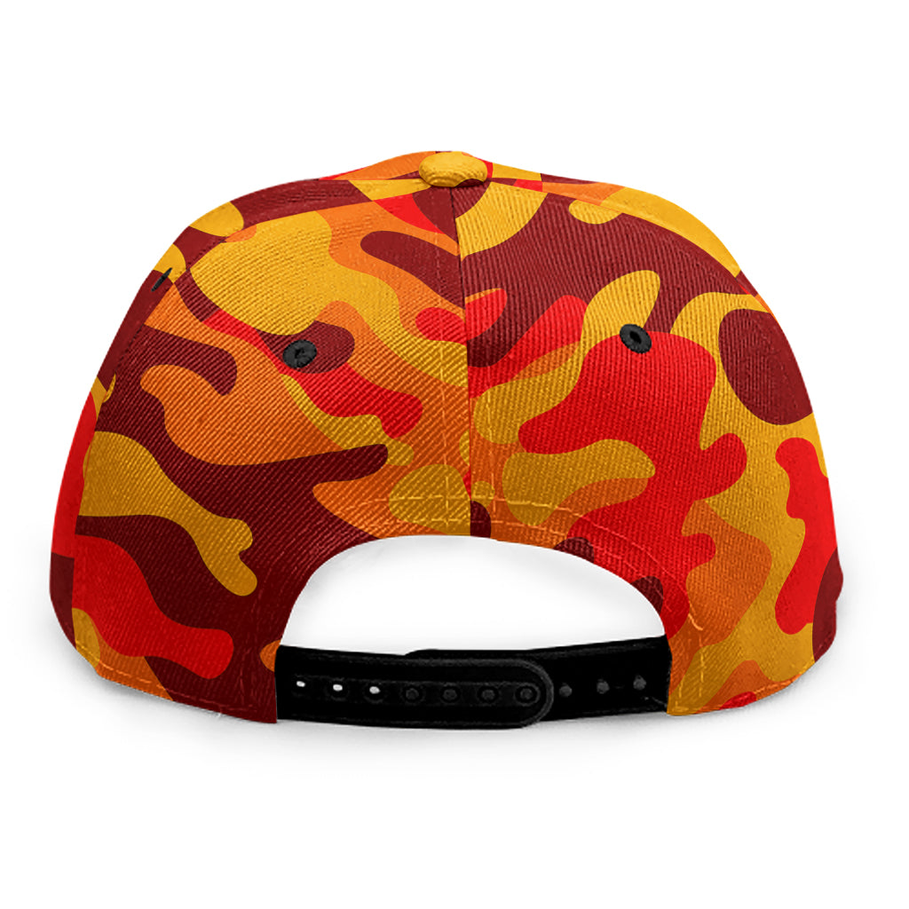 Orange Camouflage Print Snapback Cap