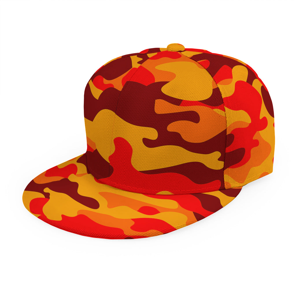 Orange Camouflage Print Snapback Cap