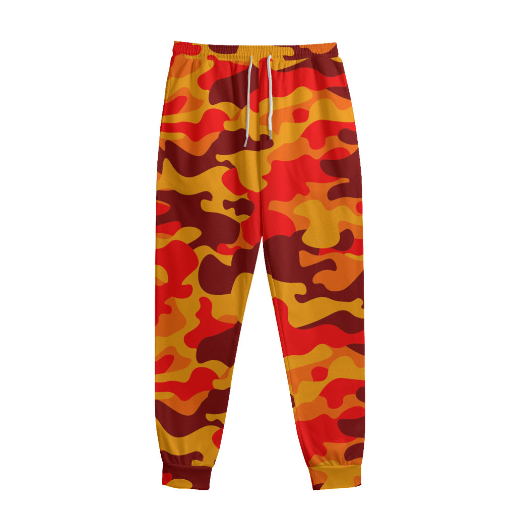 Orange Camouflage Print Sweatpants