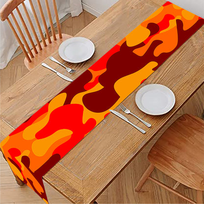 Orange Camouflage Print Table Runner