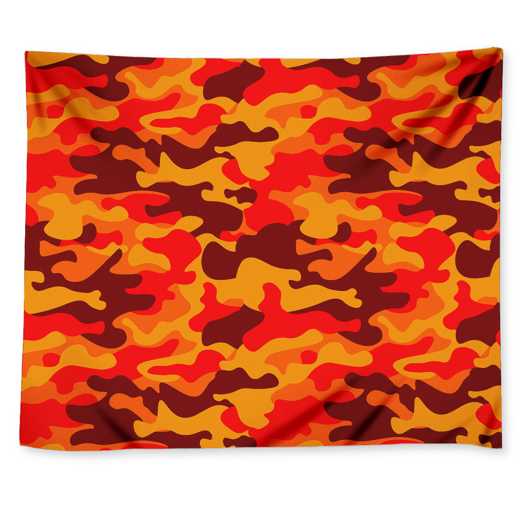 Orange Camouflage Print Tapestry