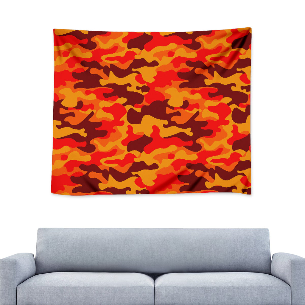 Orange Camouflage Print Tapestry