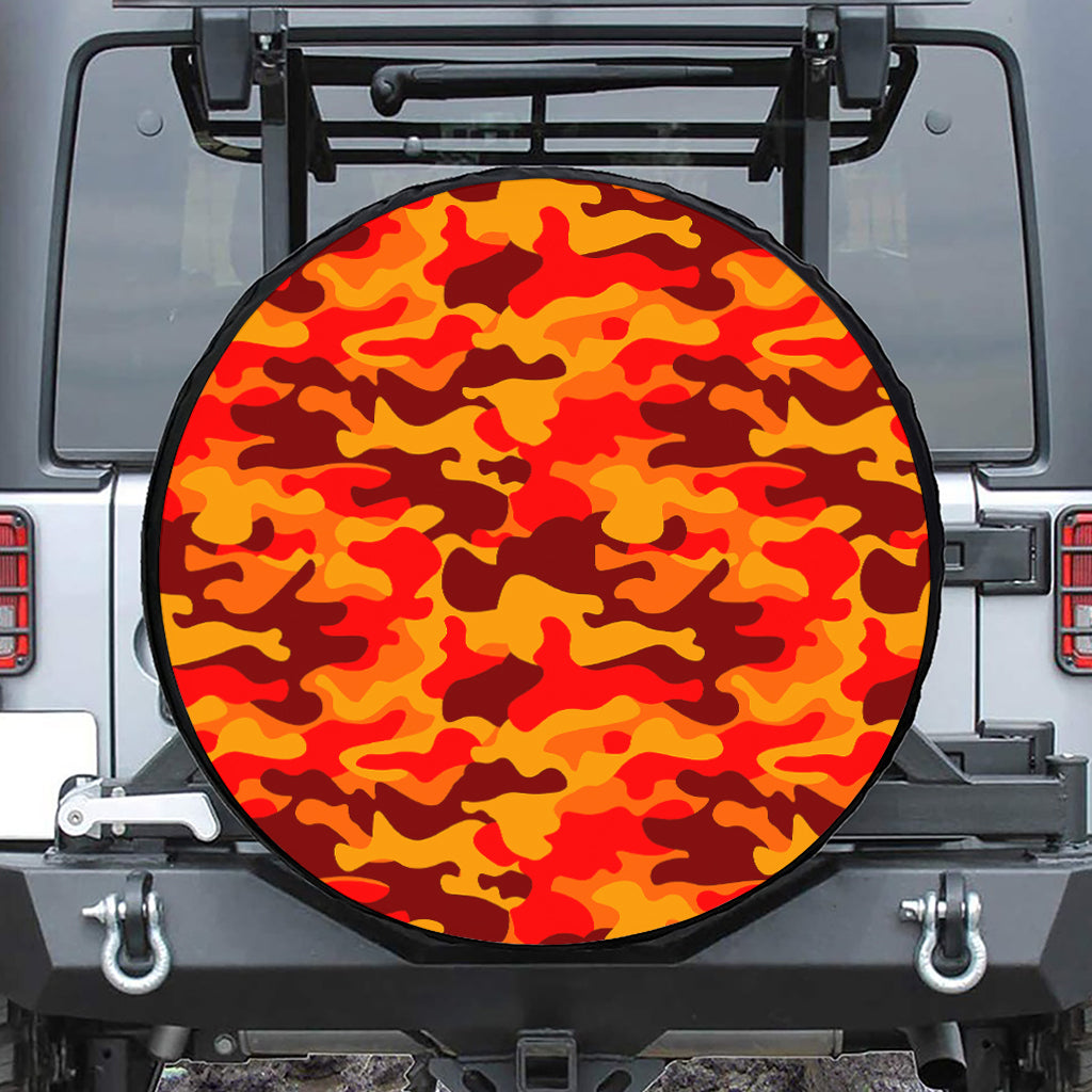 Orange Camouflage Print Tire Cover