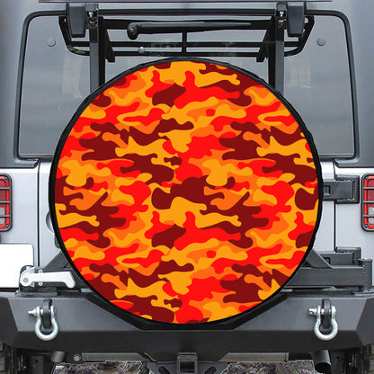 Orange Camouflage Print Tire Cover