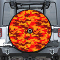 Orange Camouflage Print Tire Cover With Camera Hole