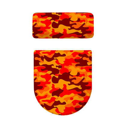 Orange Camouflage Print Toilet Lid And Tank Cover Set