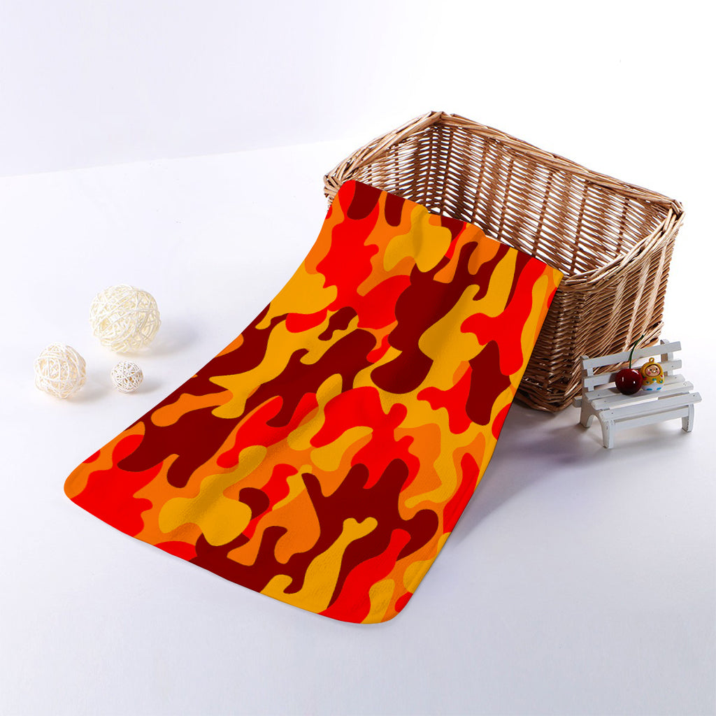Orange Camouflage Print Towel