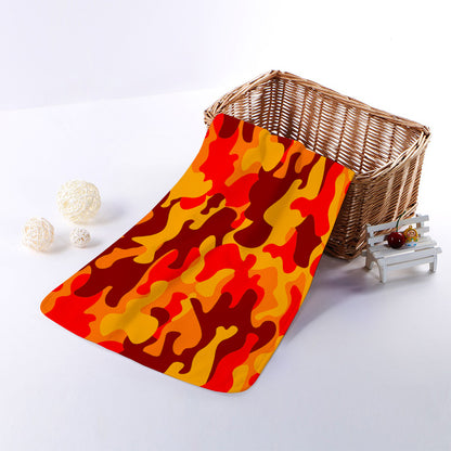 Orange Camouflage Print Towel