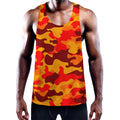 Orange Camouflage Print Men's Workout Tank Top