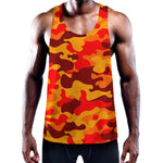 Orange Camouflage Print Training Tank Top