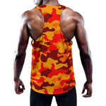 Orange Camouflage Print Training Tank Top
