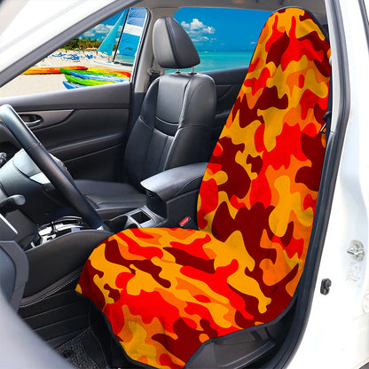 Orange Camouflage Print Waterproof Car Seat Cover