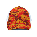Orange Camouflage Print White Mesh Trucker Cap