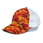Orange Camouflage Print White Mesh Trucker Cap