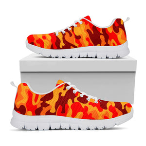 Orange Camouflage Print White Running Shoes