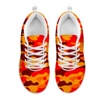 Orange Camouflage Print White Running Shoes