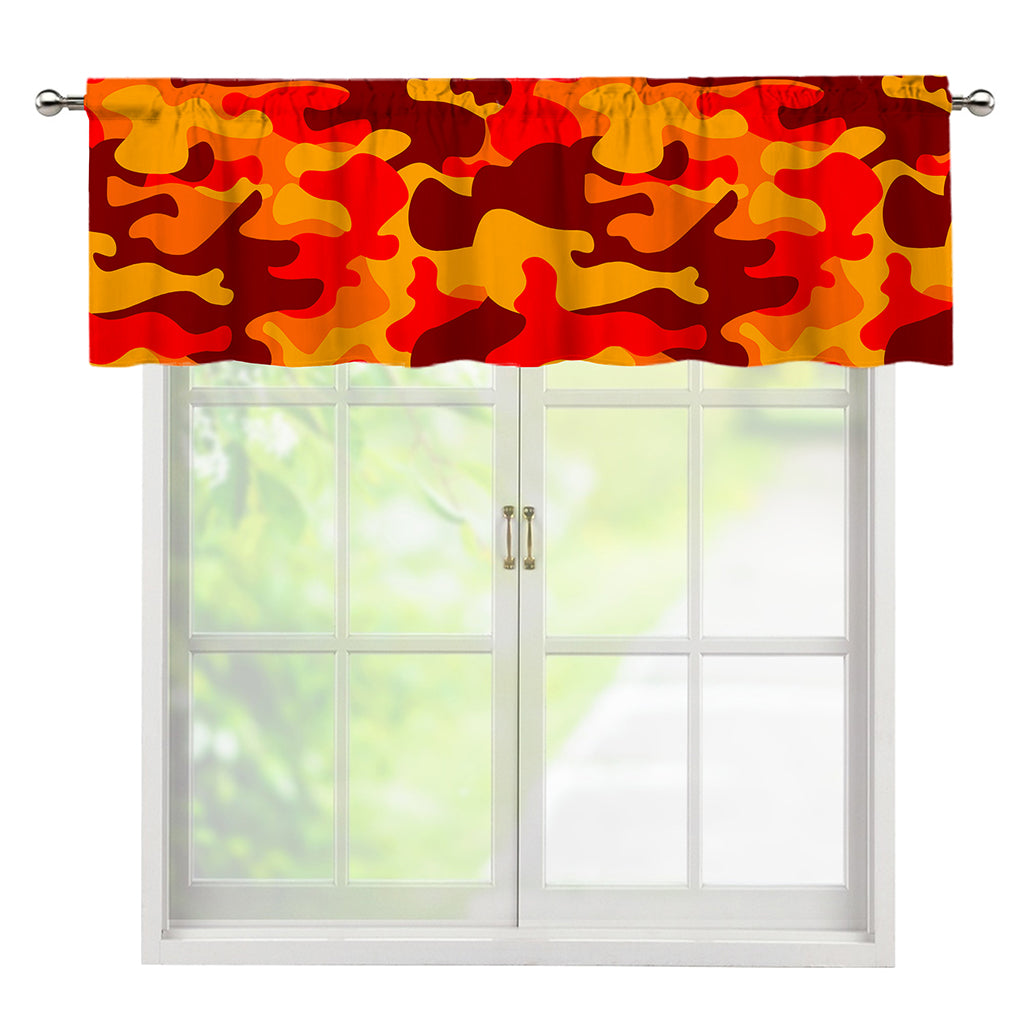 Orange Camouflage Print Window Valance