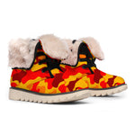 Orange Camouflage Print Winter Boots