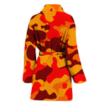 Orange Camouflage Print Women's Bathrobe