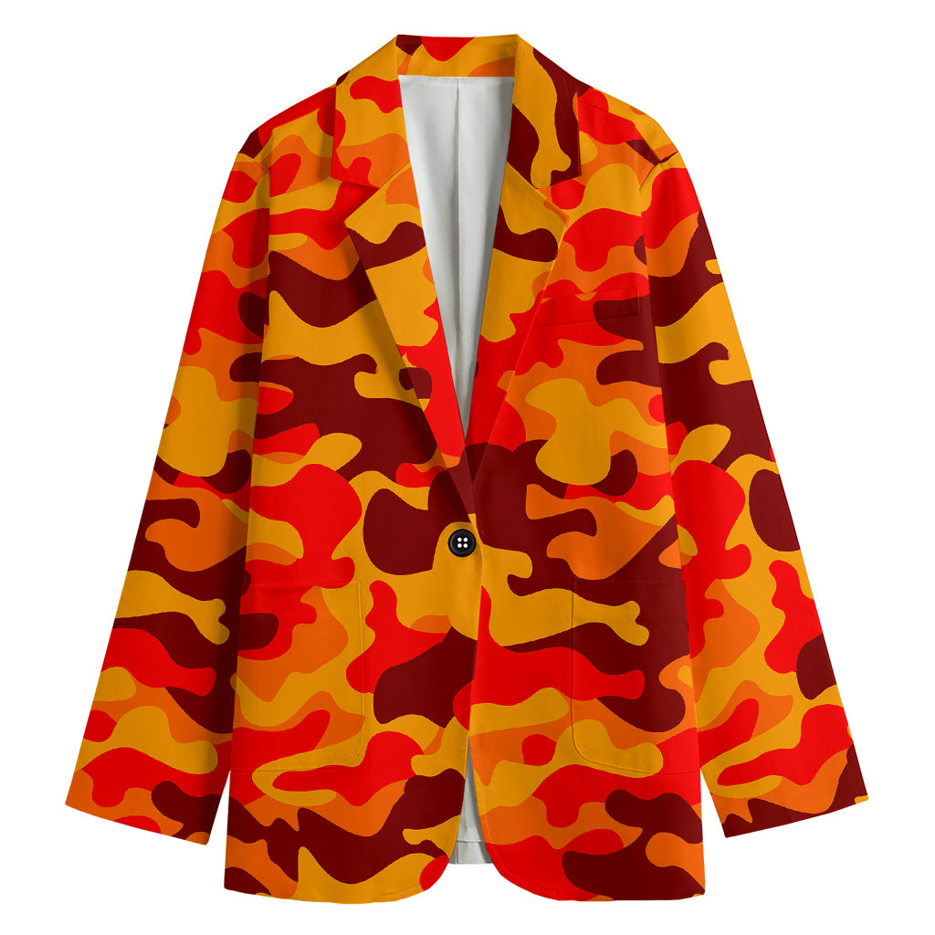 Orange Camouflage Print Women's Blazer