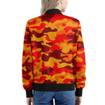 Orange Camouflage Print Women's Bomber Jacket