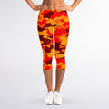 Orange Camouflage Print Women's Capri Leggings
