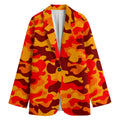 Orange Camouflage Print Women's Cotton Blazer