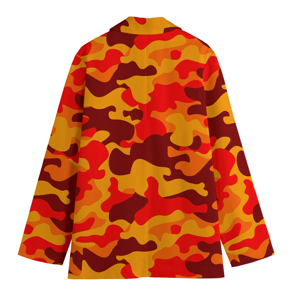 Orange Camouflage Print Women's Cotton Blazer