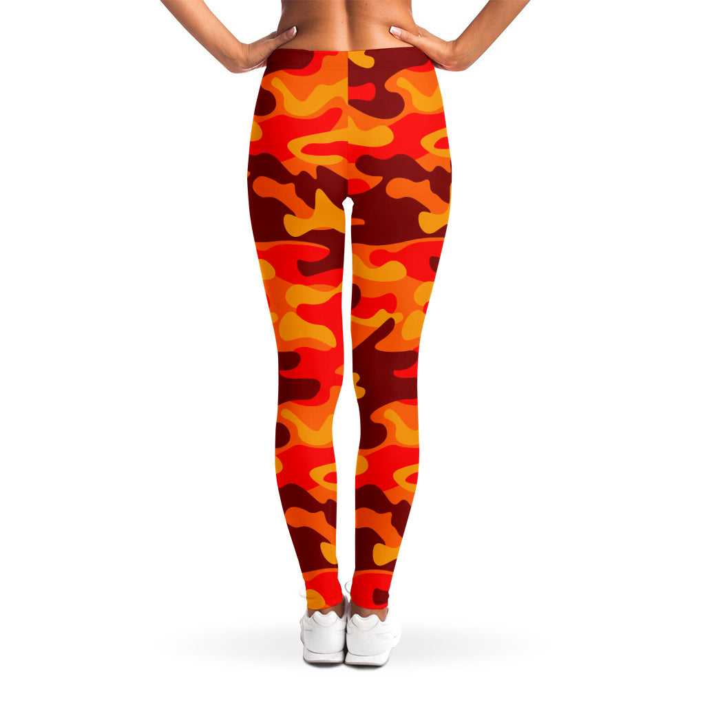 Orange Camouflage Print Women's Leggings
