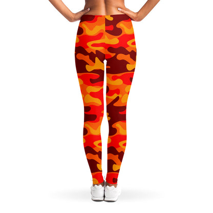 Orange Camouflage Print Women's Leggings