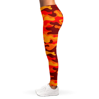 Orange Camouflage Print Women's Leggings