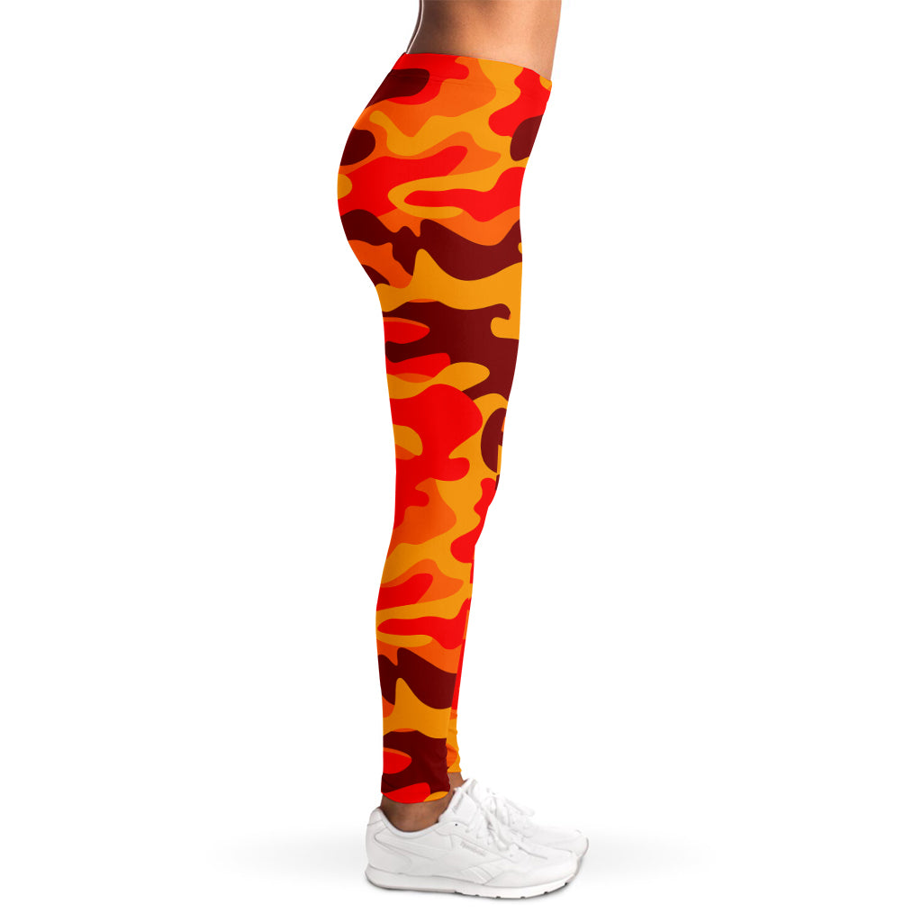 Orange Camouflage Print Women's Leggings