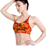 Orange Camouflage Print Women's Sports Bra