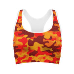 Orange Camouflage Print Women's Sports Bra