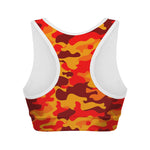 Orange Camouflage Print Women's Sports Bra